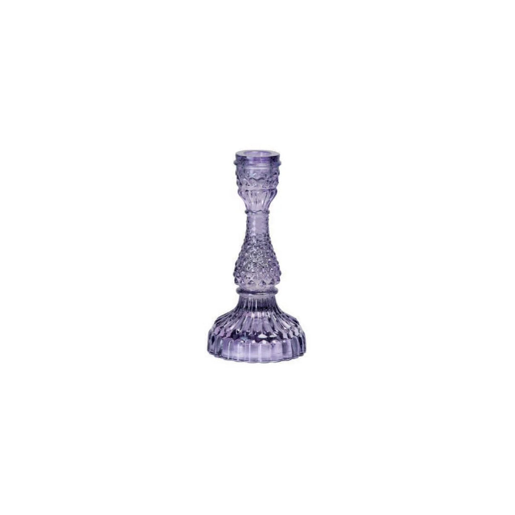 Large Glass Taper Candle Holder - Violet