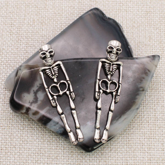 Silver Skeleton Front Back Post Earrings