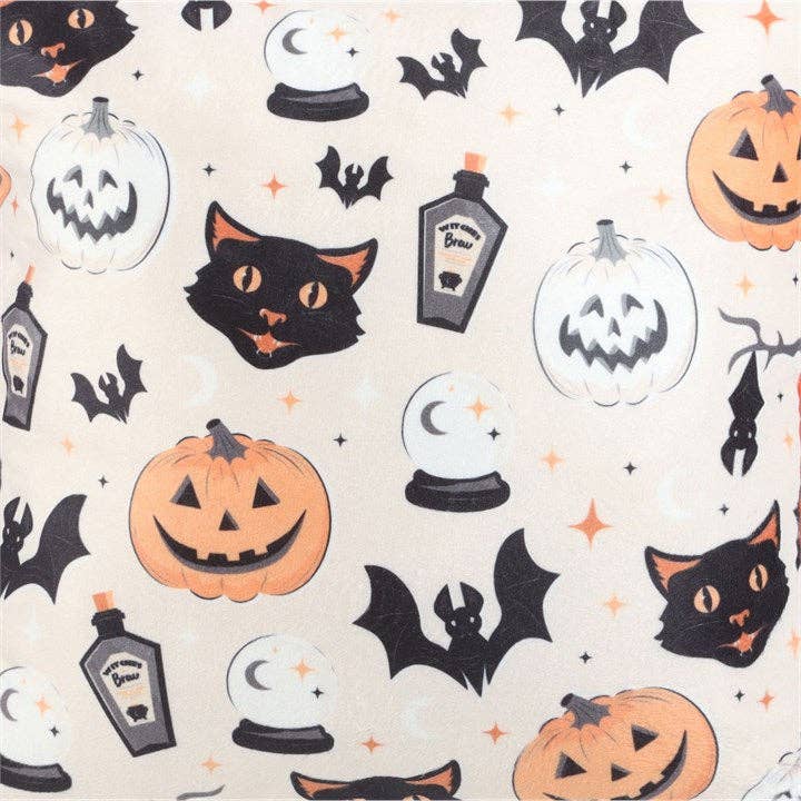 Spooky Cat and Pumpkin Halloween Cushion