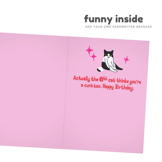 5 Cats Think You’re a Cunt - Rude Birthday Card for Friend