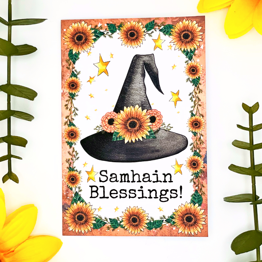 Samhain Witch Hat Blank Greeting Card