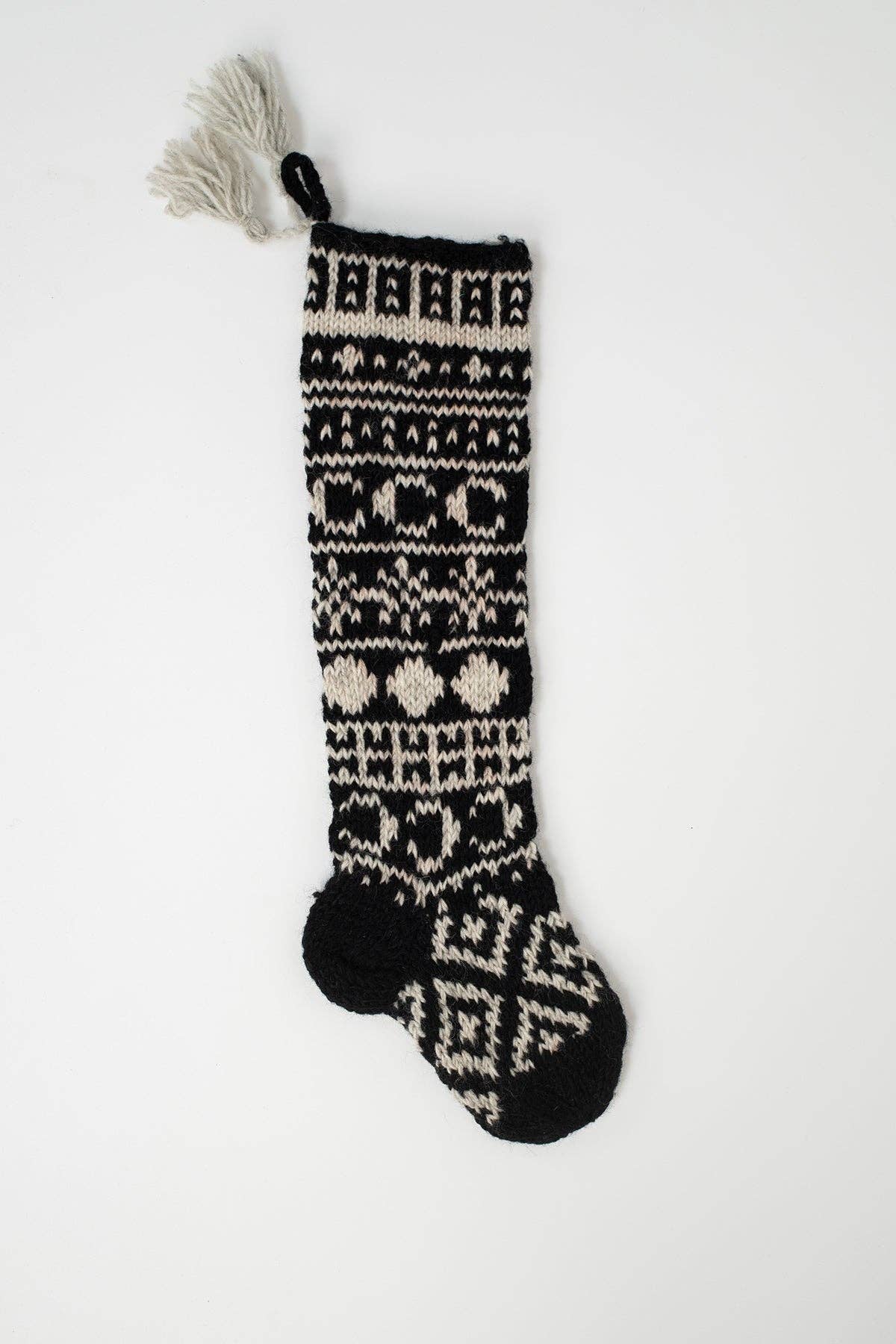 Wool Handcrafted Hand Knit Stocking: Fair Isle