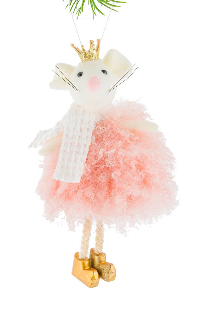 White Mouse Princess Ornament With Fluffy Dress
