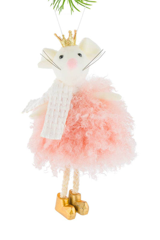 White Mouse Princess Ornament With Fluffy Dress