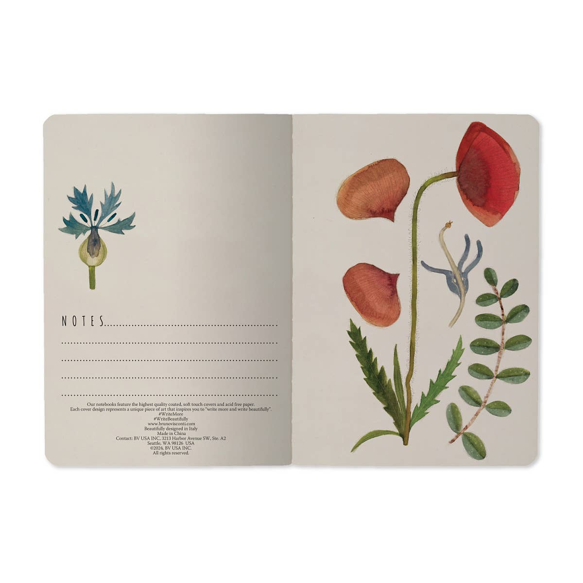 Greens and Flowers Small Notebook - 32pgs