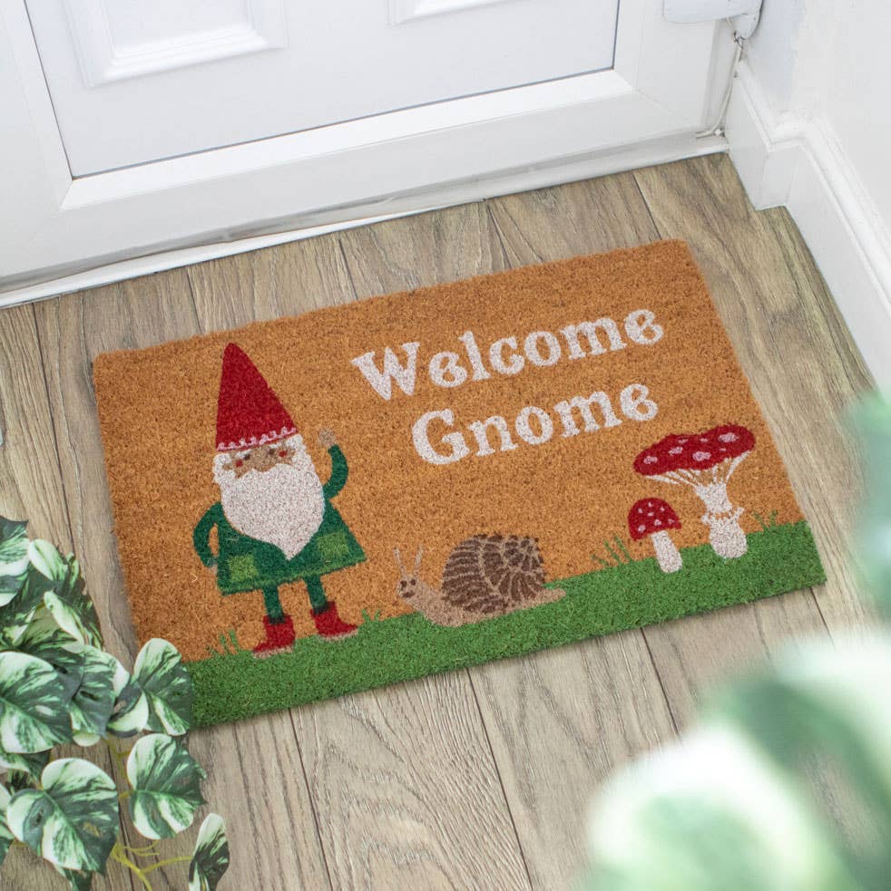 Welcome Gnome Mushroom Doormat