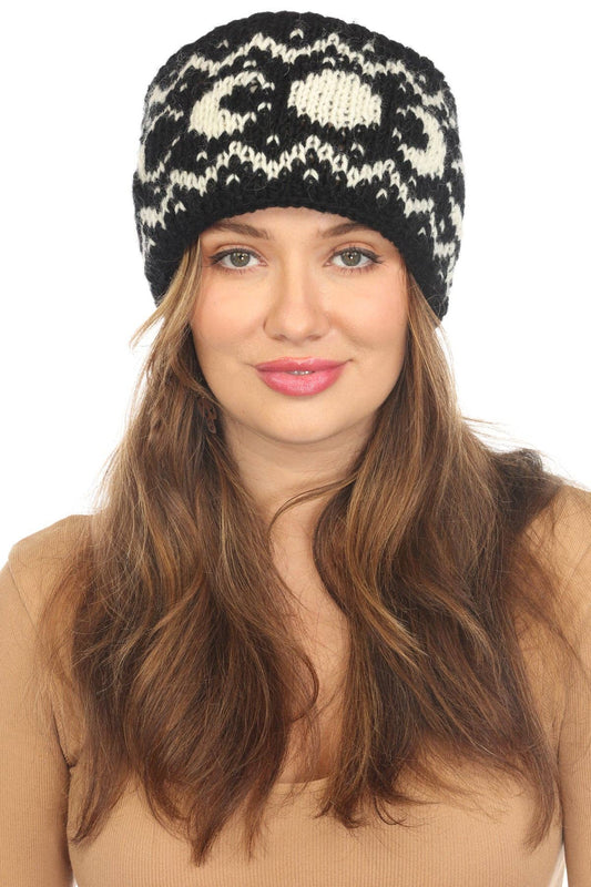 Moon Cycle Knit Headband: Black