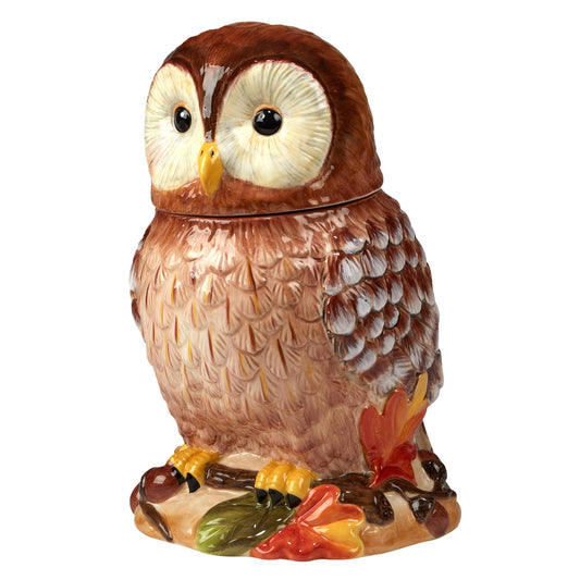 Pine Forest Owl Cookie Jar 10"