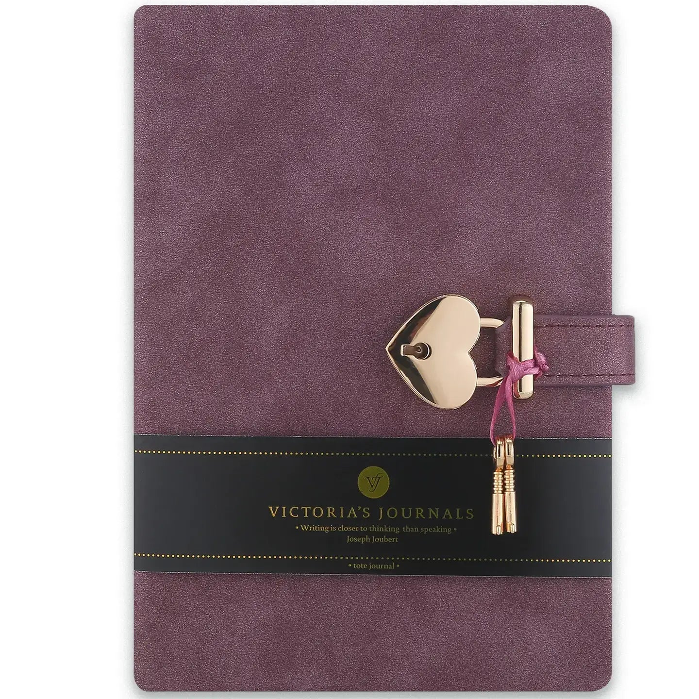 "Hush-Hush" Soft-Touch Heart Lock Diary - Mauve Leather