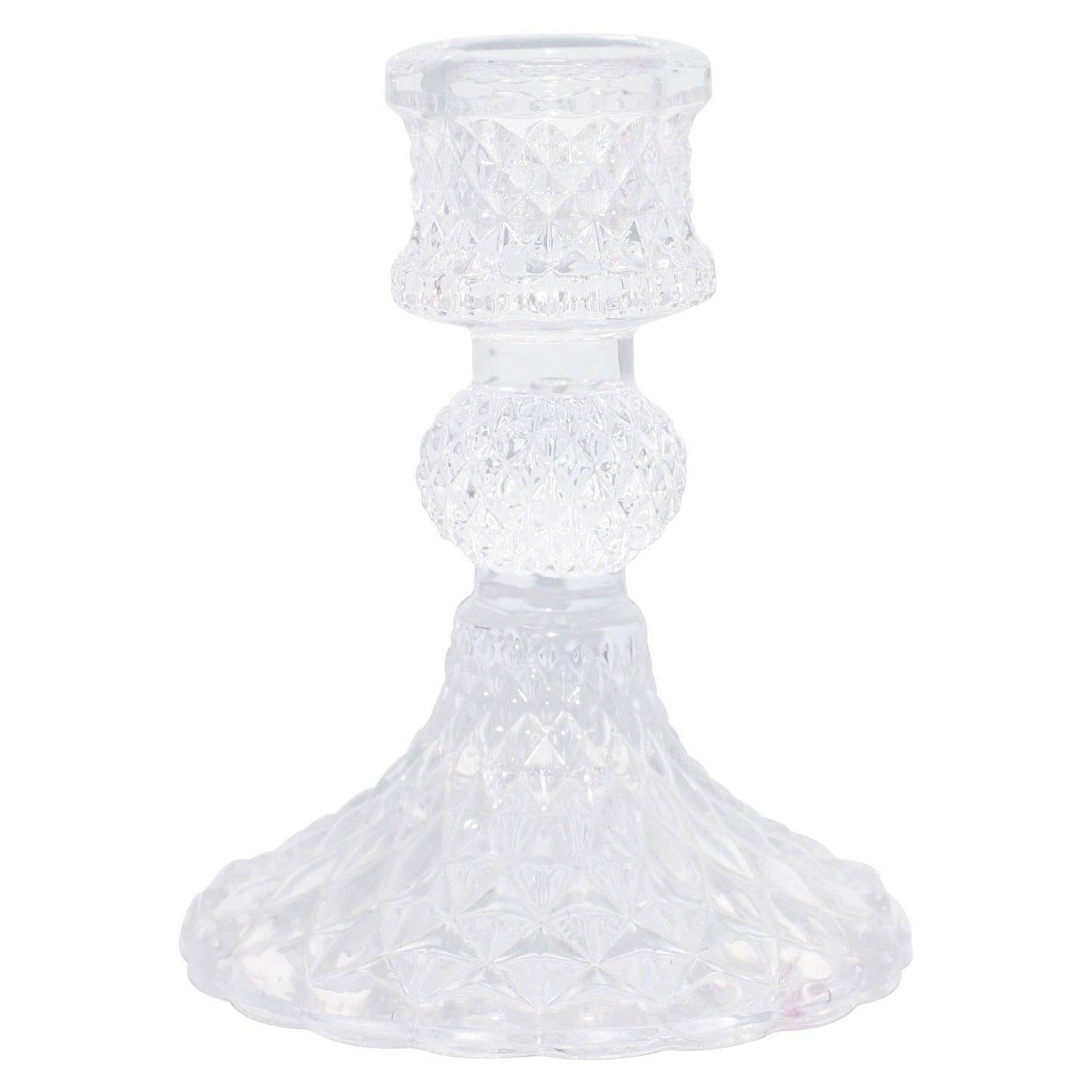 Small Glass Taper Candle Holder - Clear