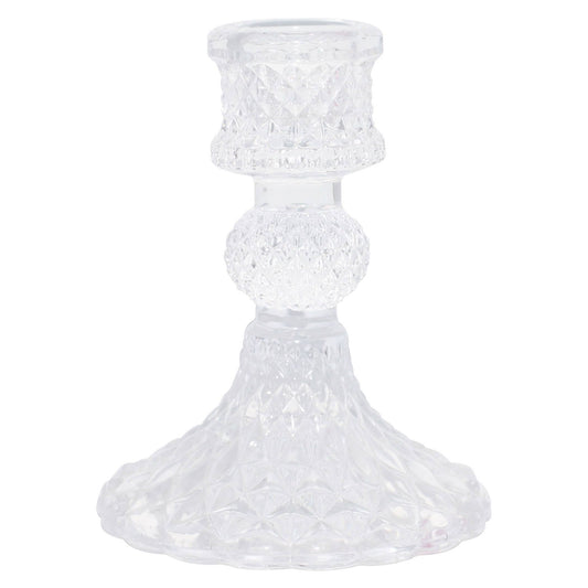 Small Glass Taper Candle Holder - Clear