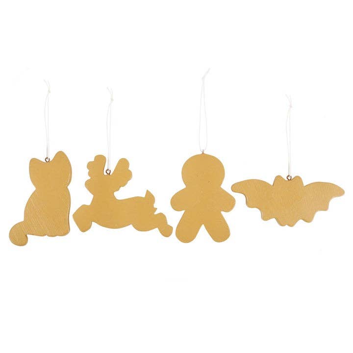 Set of 4 Skeleton Christmas Gingerbread Ornaments