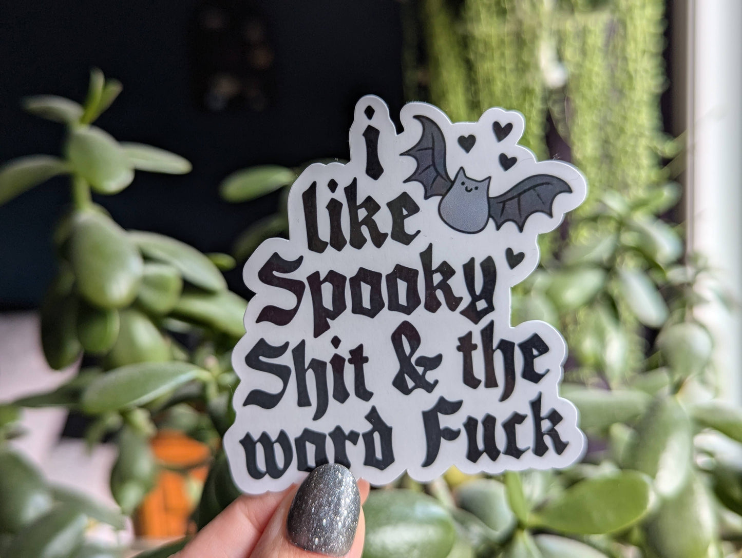 I like spooky shit and the word fuck sticker, Gothic, emo