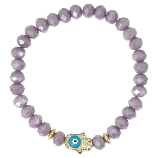Twinkling Eye Lavender Bead Stretch Bracelet