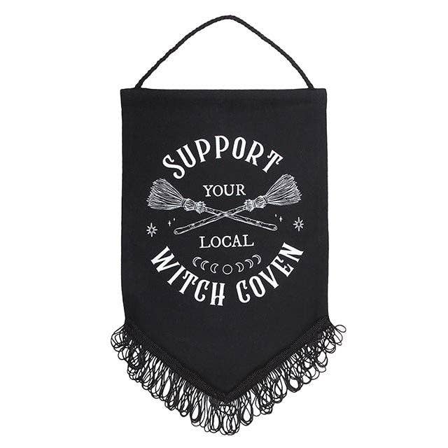 Support Your Local Witch Coven Hanging Fabric Banner