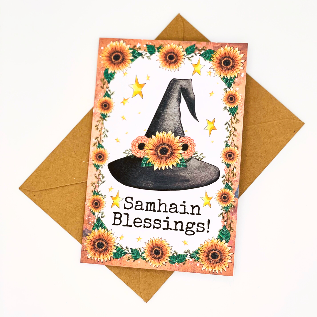 Samhain Witch Hat Blank Greeting Card