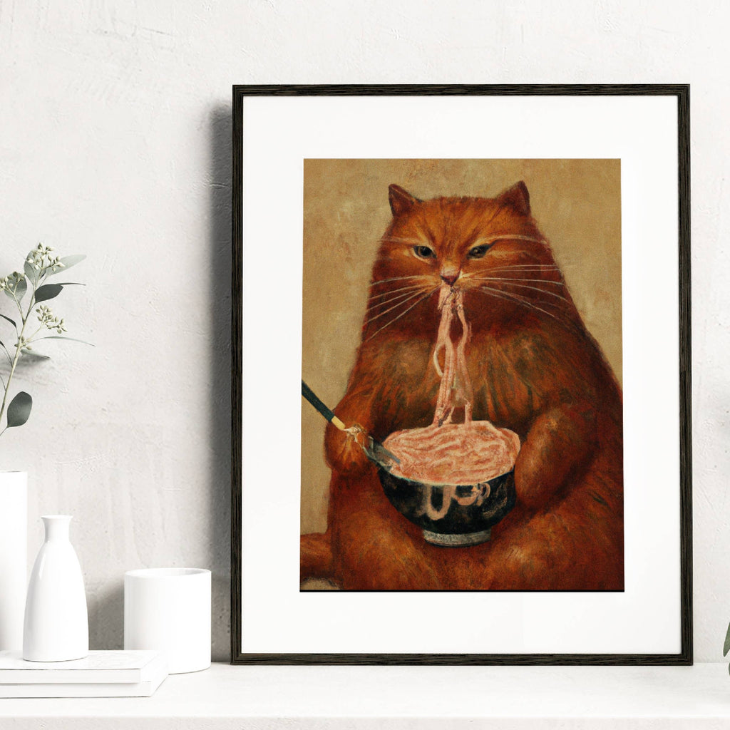 Orange Pasta Cat | Renaissance Fancy Cat Portrait Art Print