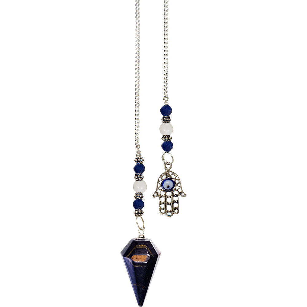 Blue Tiger's Eye with Hamsa Hand Charm