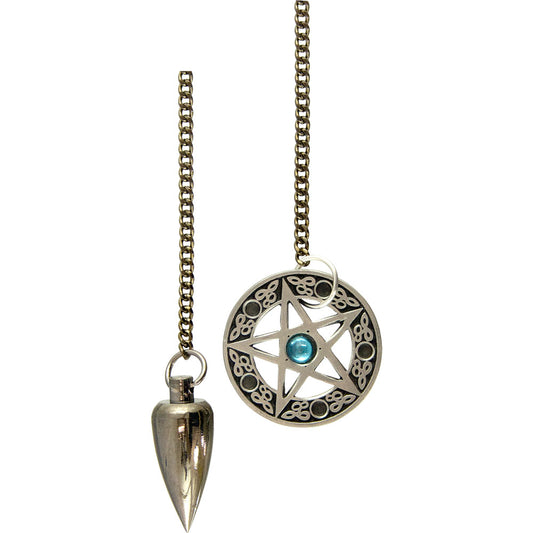 Pendulum - Metal Pentacle & Stone