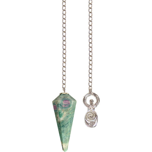 Ruby Zoisite Pendulum with Goddess Charm