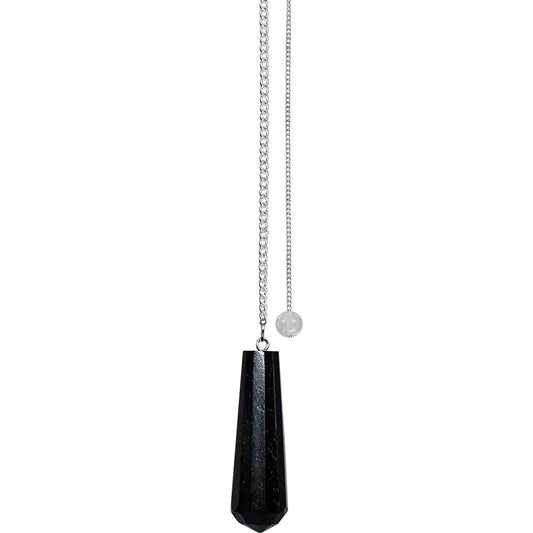 Black Tourmaline Faceted Pendulum