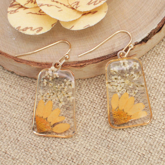 Cottage Floral Dried Sunflower Earring