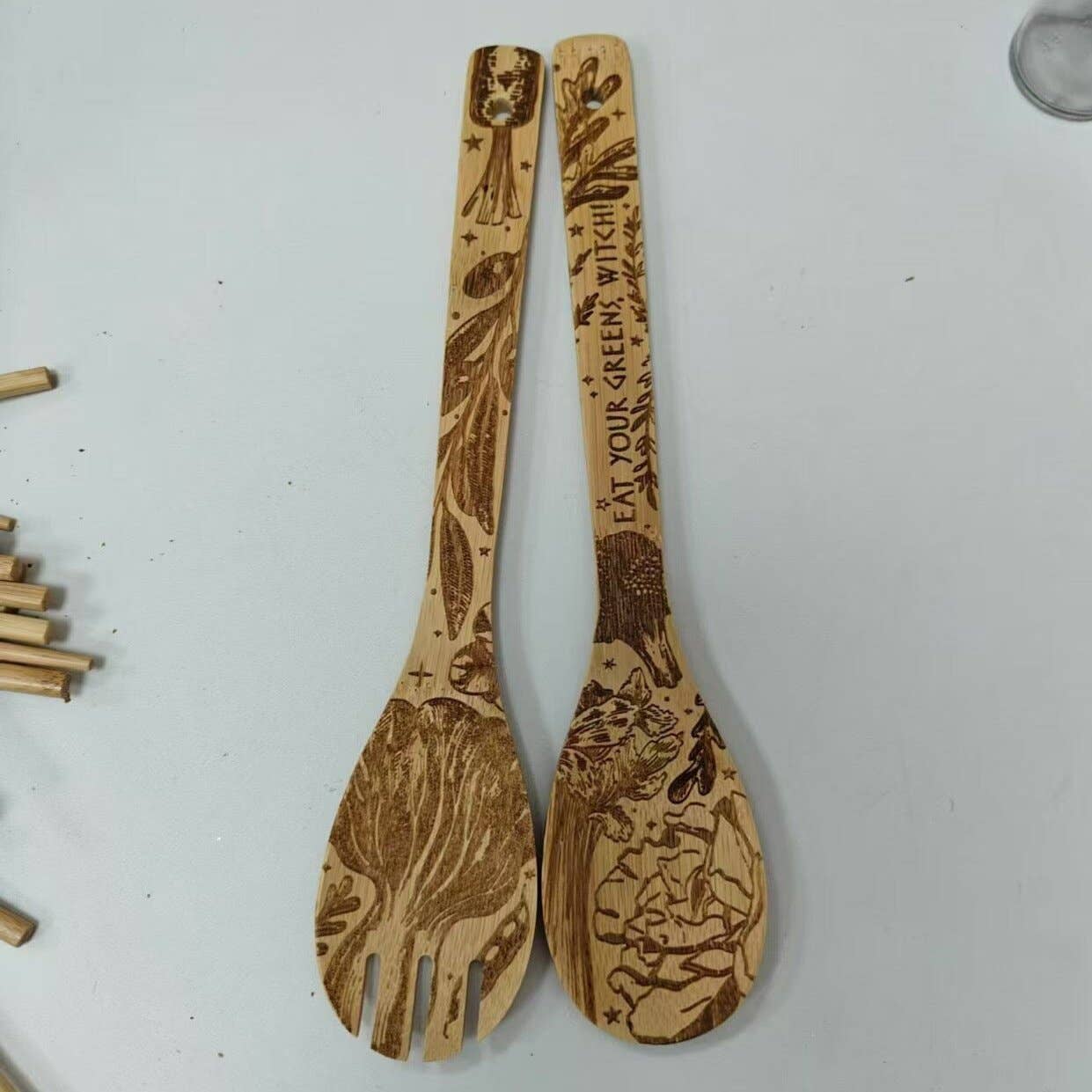 "Eat Your Greens, Witch" Engraved Eco-Friendly Utensils