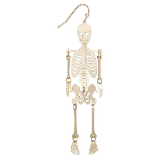 Dance Macabre Gold Skeleton Earrings