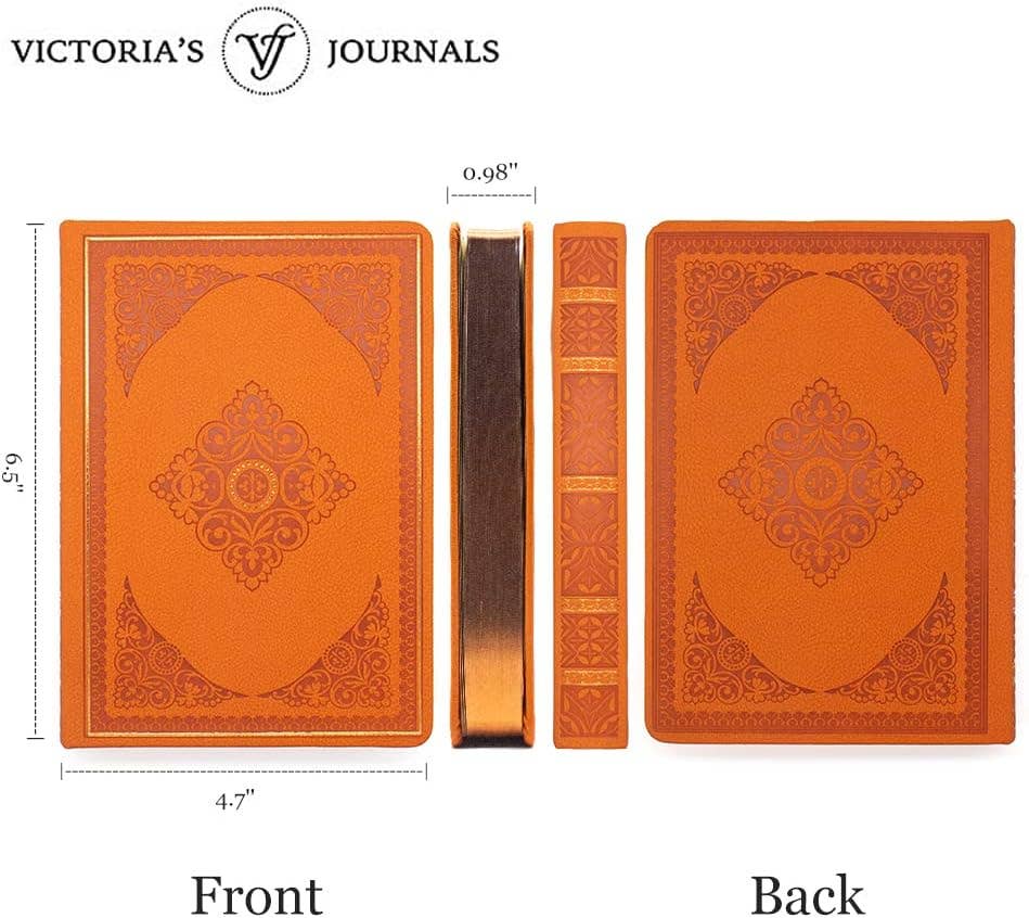 Vintage Classic Style Diary Notebook Vegan Leather (Orange)