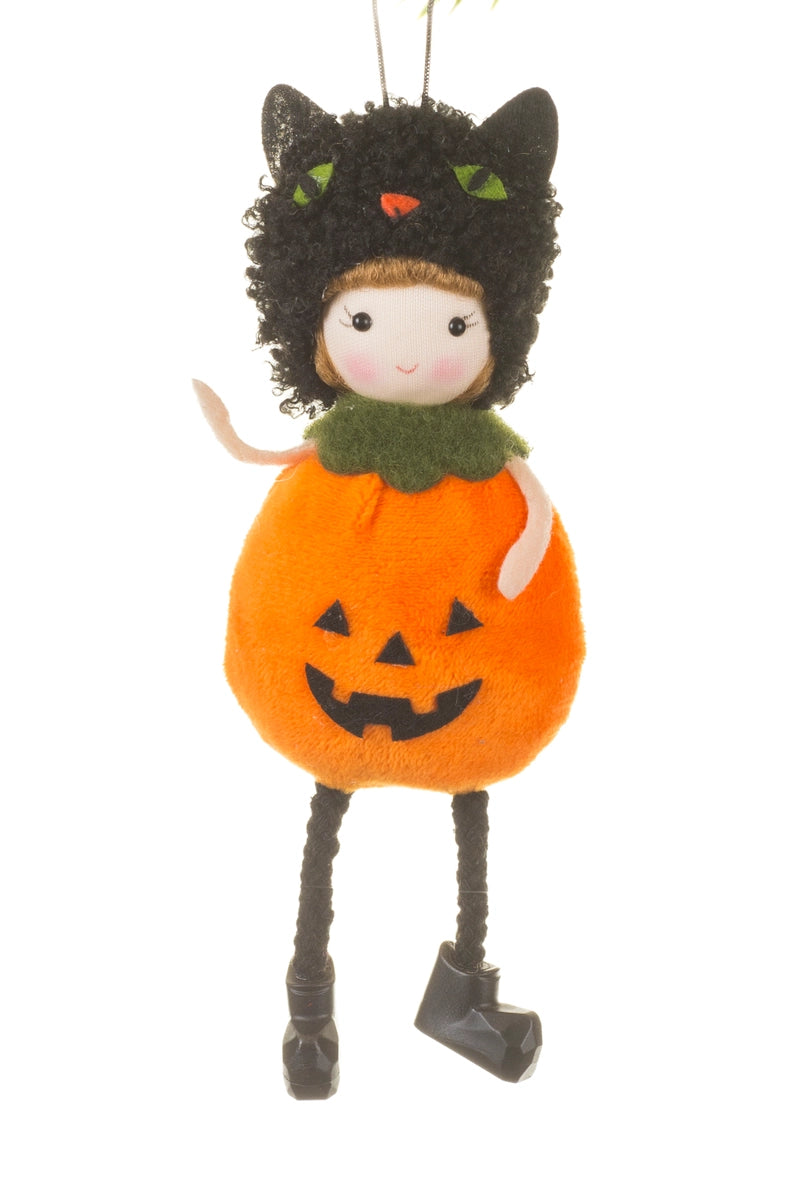 Orange Pumpkin Girl Doll Ornament