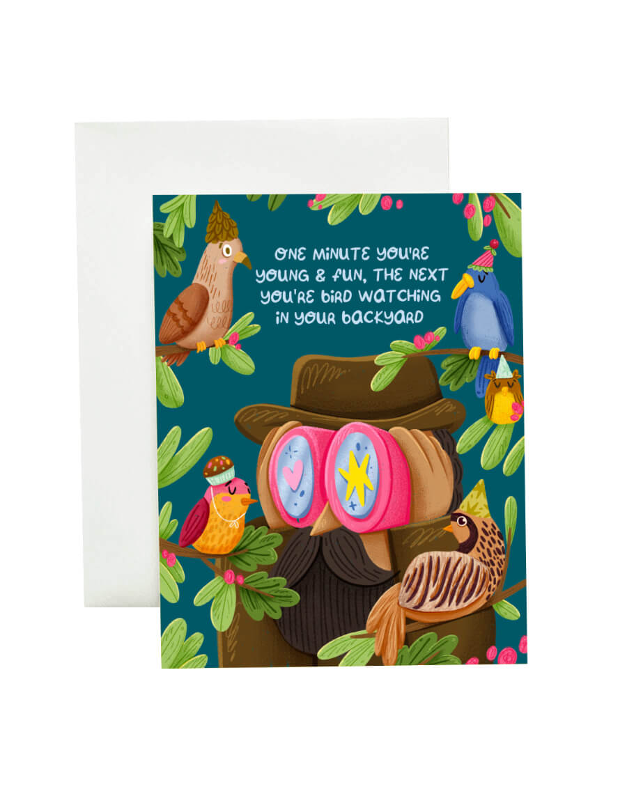 Hbd Bird Watcher Backyard Birder Birthday Card