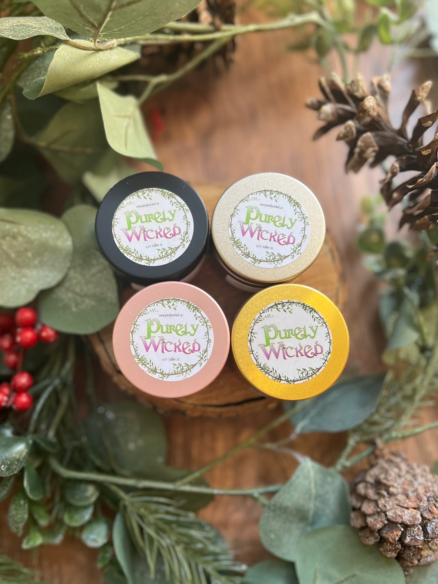 Holiday Wood Wick Mini Tin Candles - Purely Wicked