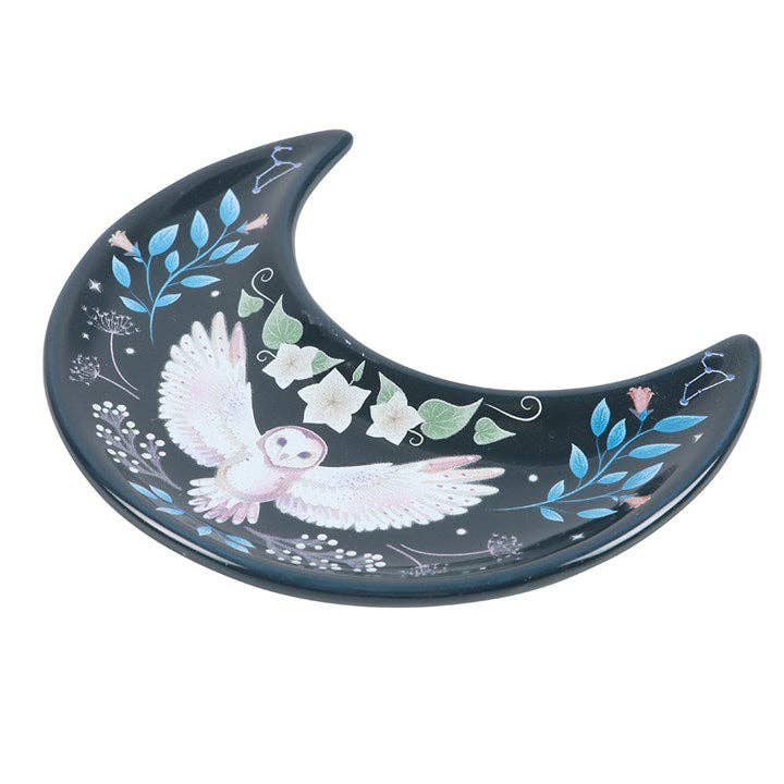 Crescent Moon Owl Trinket Dish