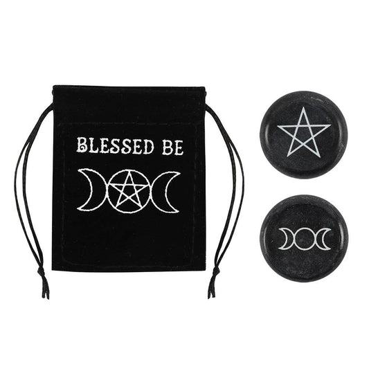 Blessed Be Lucky Pentagram Wiccan Charm Stone