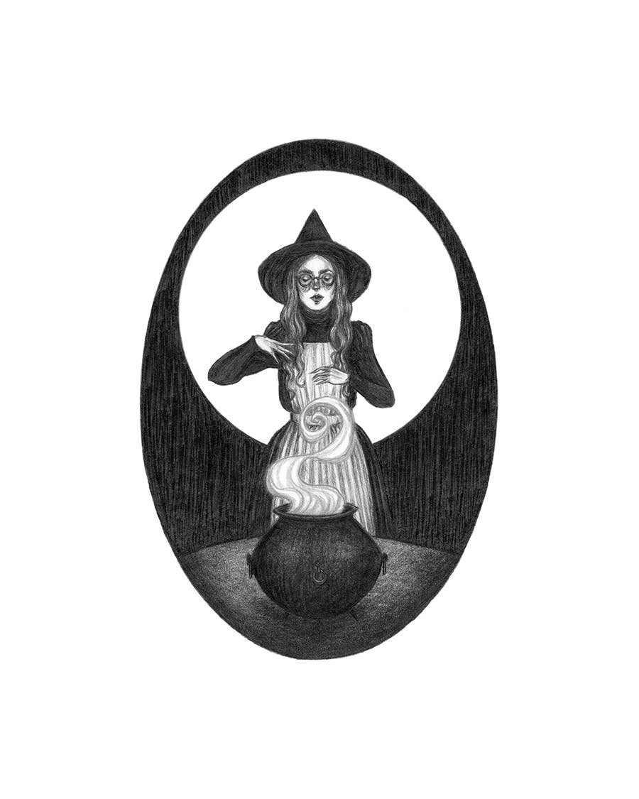 Kitchen Witch Fine Art Print - Witchcraft - Cauldron: 5x7"