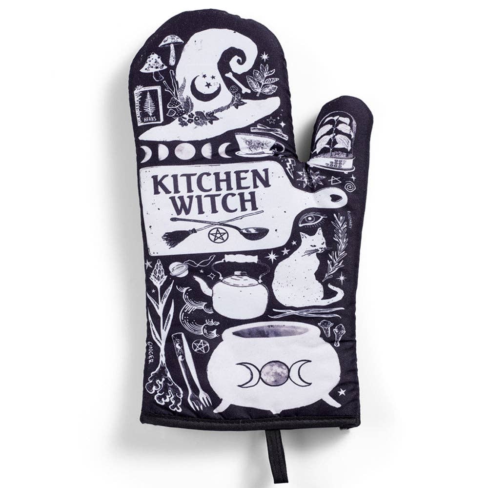 Kitchen Witch Oven Mitt Set - Black and White