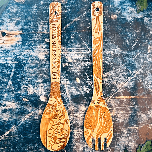 "Eat Your Greens, Witch" Engraved Eco-Friendly Utensils