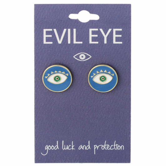 Eyes Open Blue Enamel Post Earrings