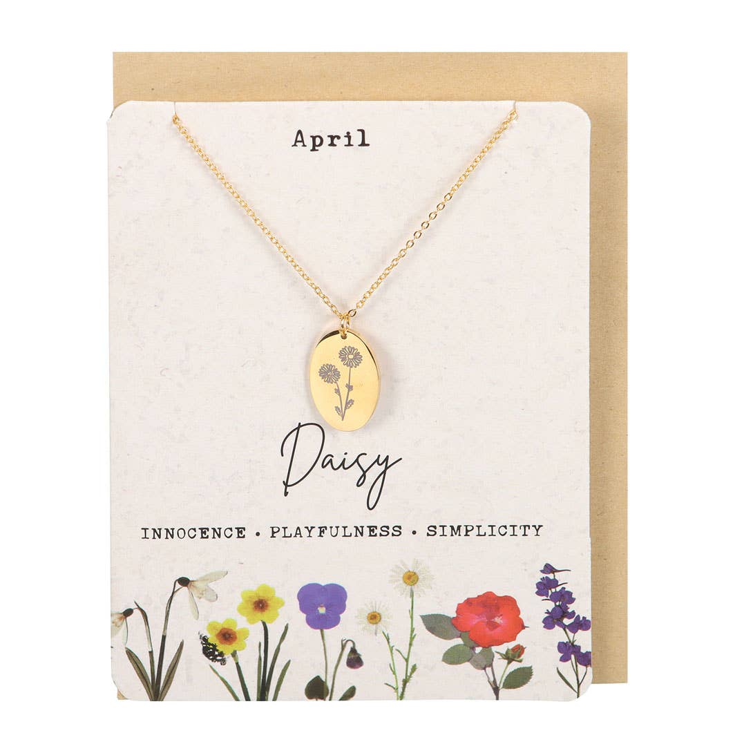 April Daisy Birth Flower Necklace on Greeting Card