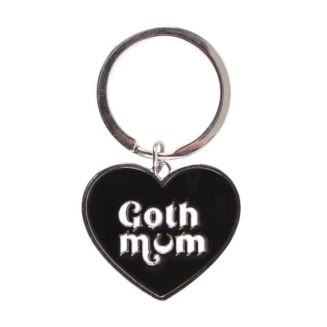 Goth Mum Black Heart Keyring