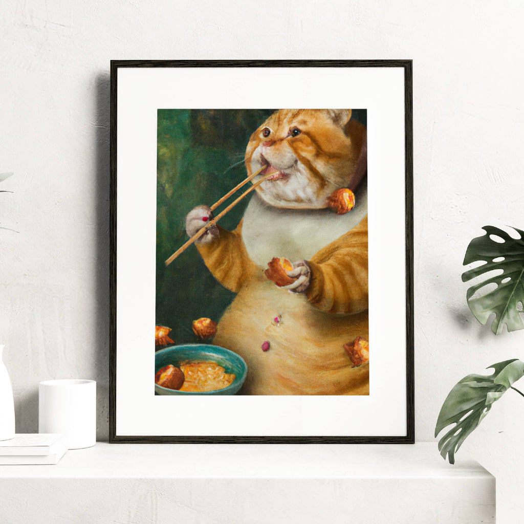 Sushi Cat | Renaissance Fancy Cat Portrait Art Print