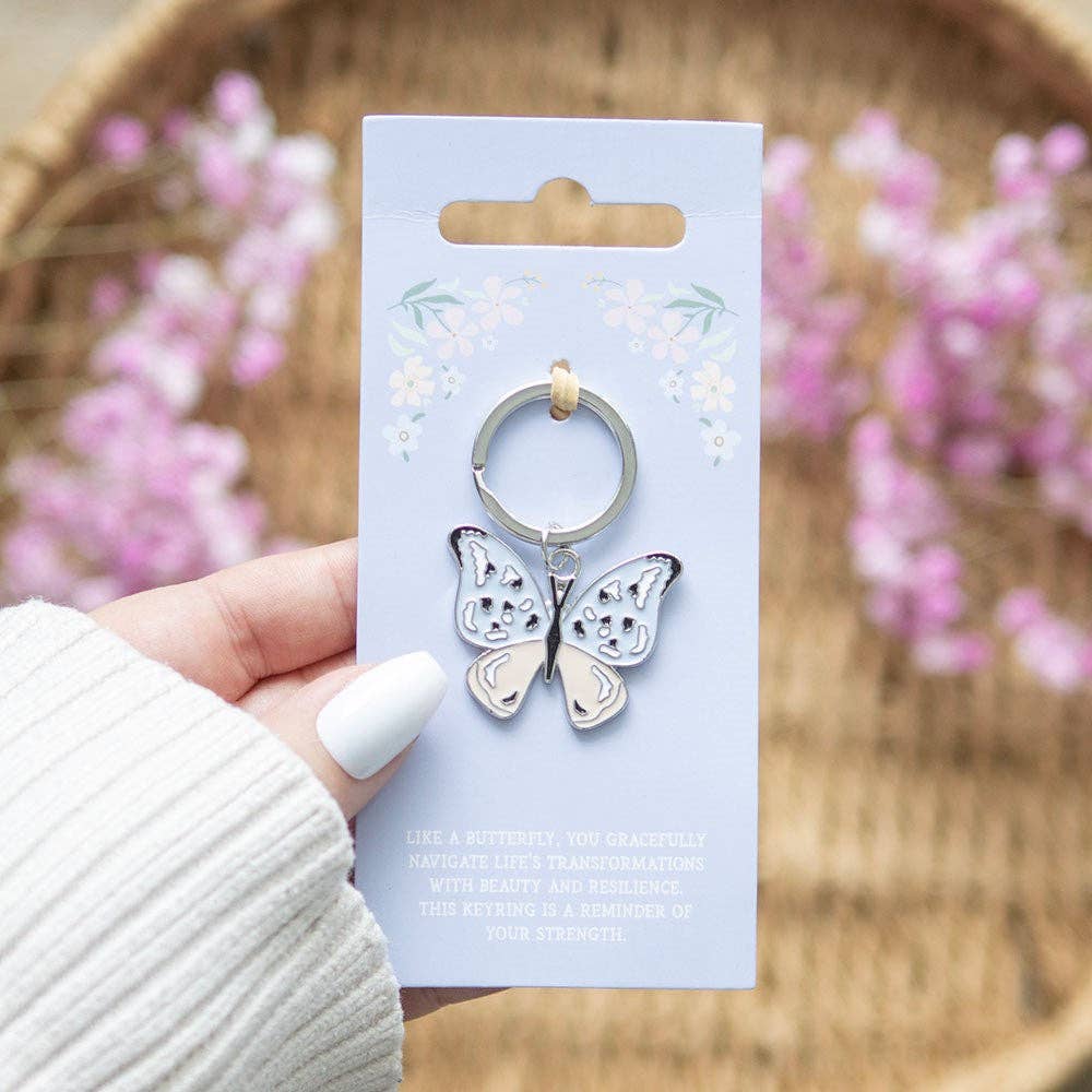 Blue and Silver Butterfly Keyring