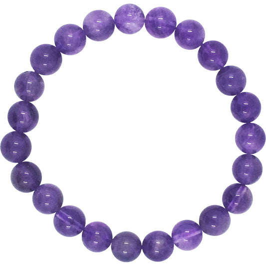 8mm Amethyst Beaded Bracelet