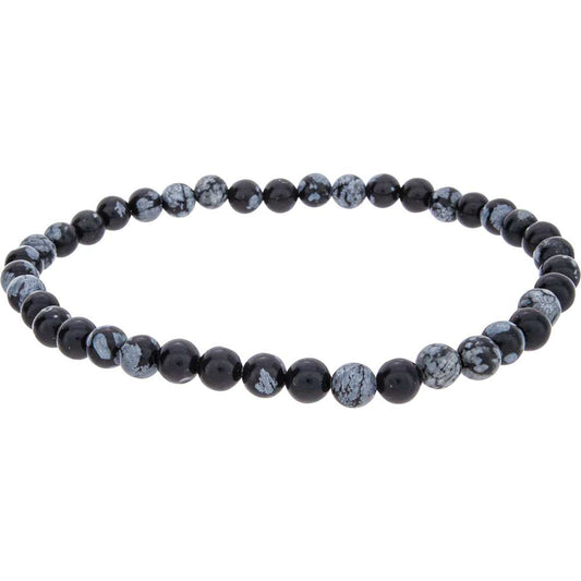 Snowflake Obsidian Beaded Bracelet - 4mm