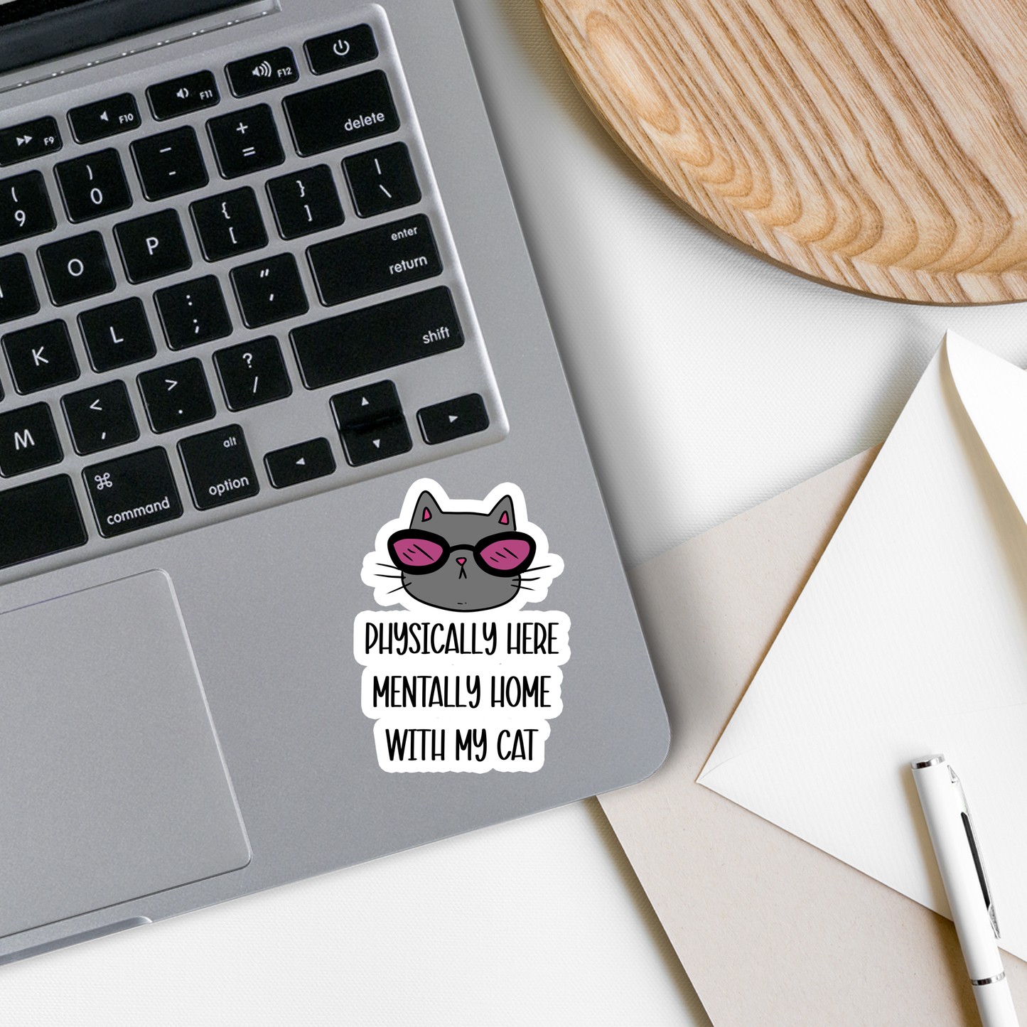 Mentally Home with My Cat Waterproof Vinyl Sticker 3"