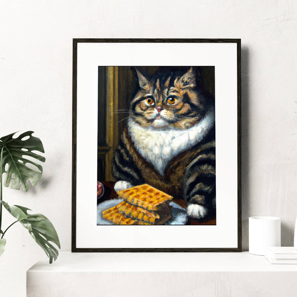 Waffle Cat  | Renaissance Fancy Cat Portrait Art Print