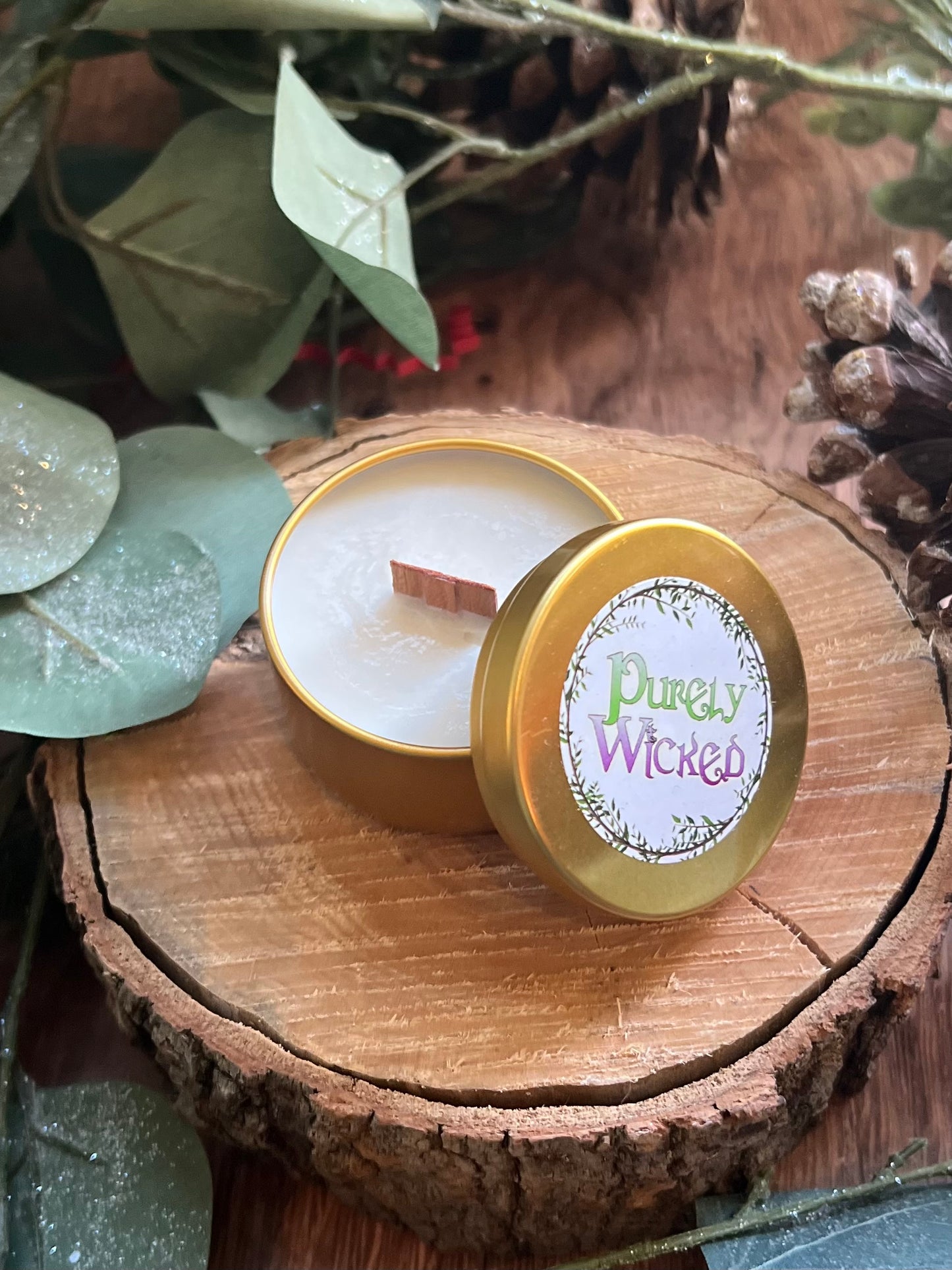 Holiday Wood Wick Mini Tin Candles - Purely Wicked
