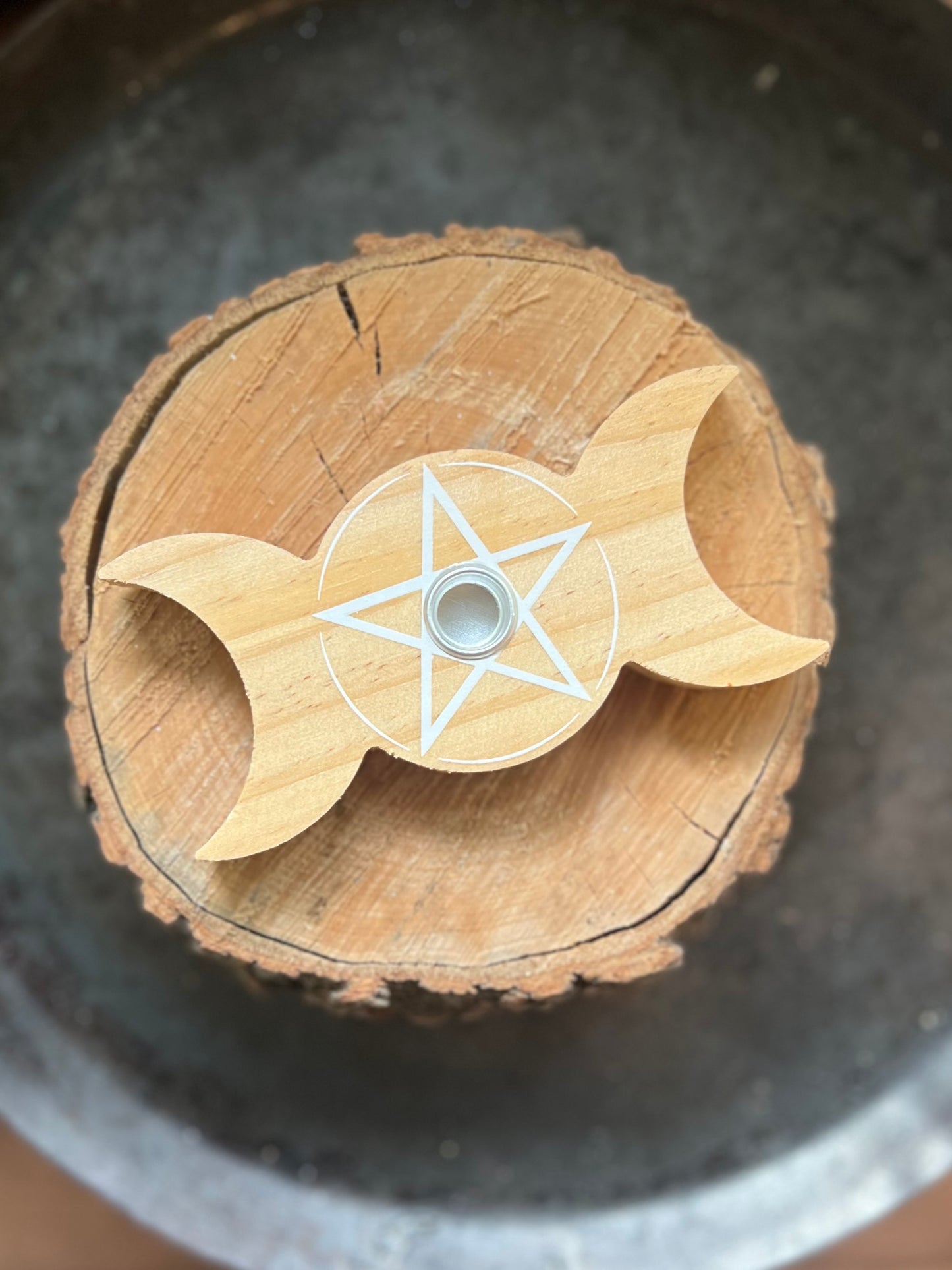Wiccan Spell Wooden Candle Holders