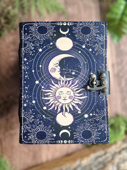 Sun & Moon Phase Leather Journal - 7x5