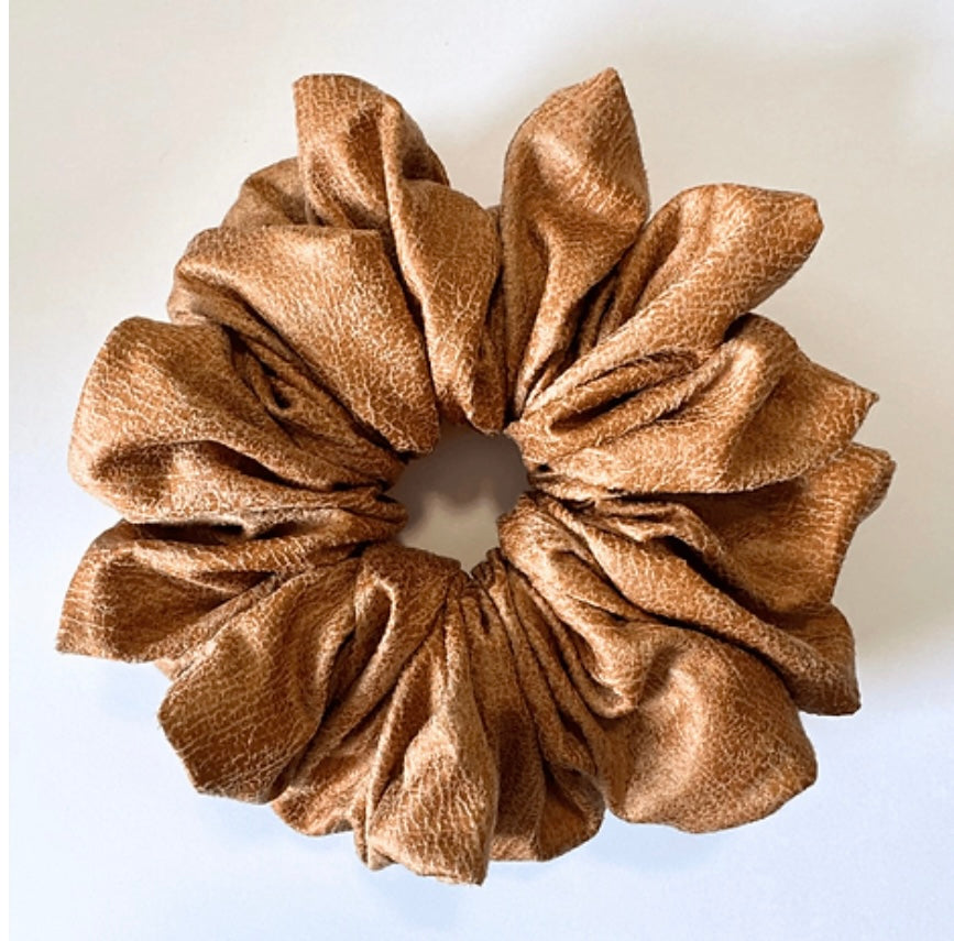 Rustic Faux Leather Scrunchie